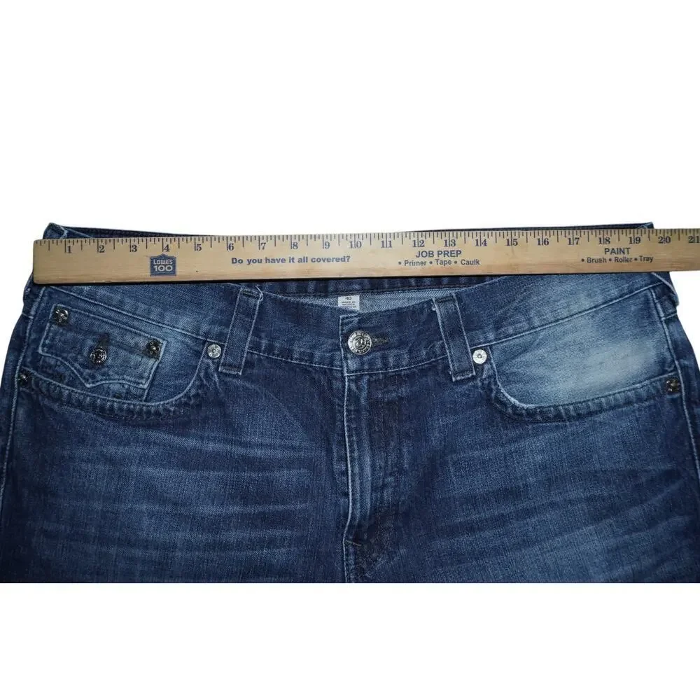 True Religion Men’s Straight Cutoff Denim Shorts Dark Wash Blue Size 40